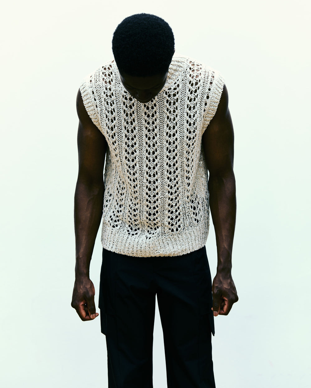 _J.L - A.L_ Model wearing Redos Knitted vest from _J.L-A.L_